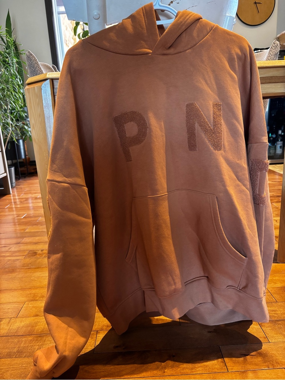 Up N Down Embroidered Rust Brown Men's Hoodie Sweater